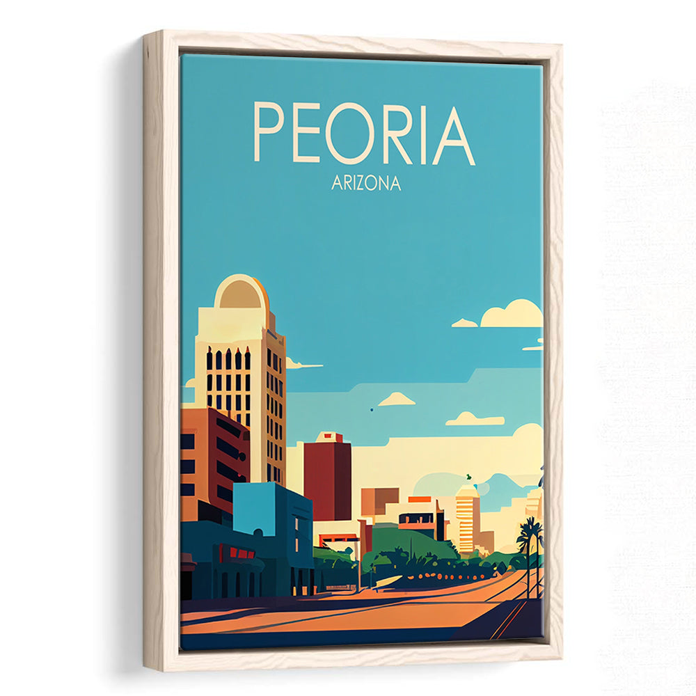 Peoria Arizona Retro Art Print, Peoria City Wall Art, Floating Framed Canvas Print, Framed Picture, Painting Canvas