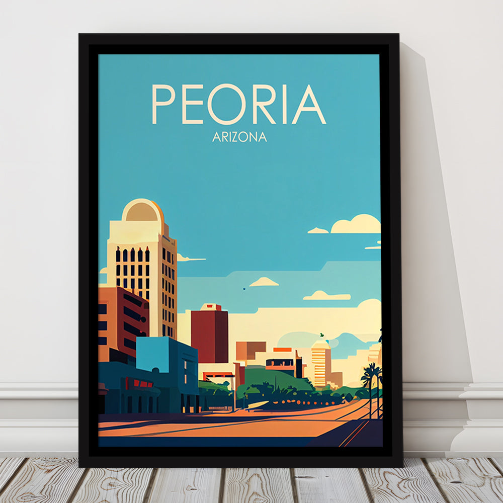 Peoria Arizona Retro Art Print, Peoria City Wall Art, Floating Framed Canvas Print, Framed Picture, Painting Canvas
