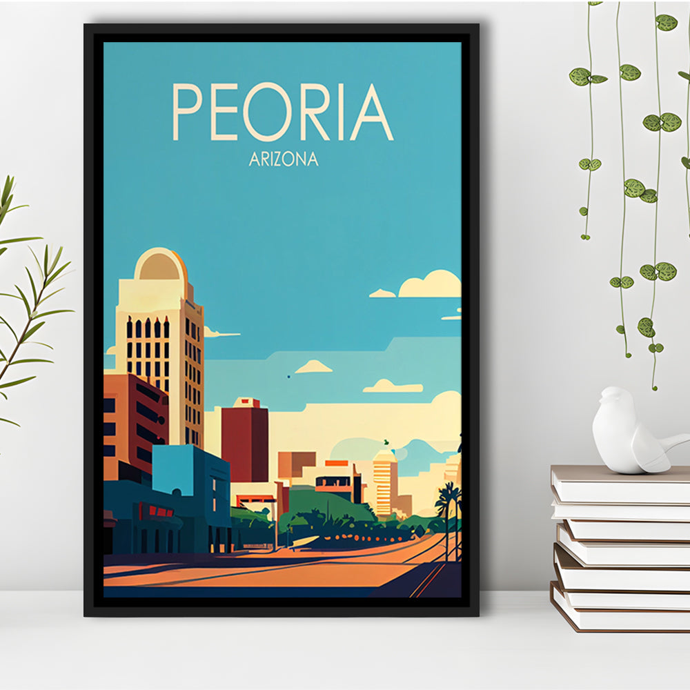 Peoria Arizona Retro Art Print, Peoria City Wall Art, Floating Framed Canvas Print, Framed Picture, Painting Canvas