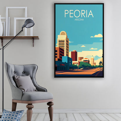 Peoria Arizona Retro Art Print, Peoria City Wall Art, Floating Framed Canvas Print, Framed Picture, Painting Canvas