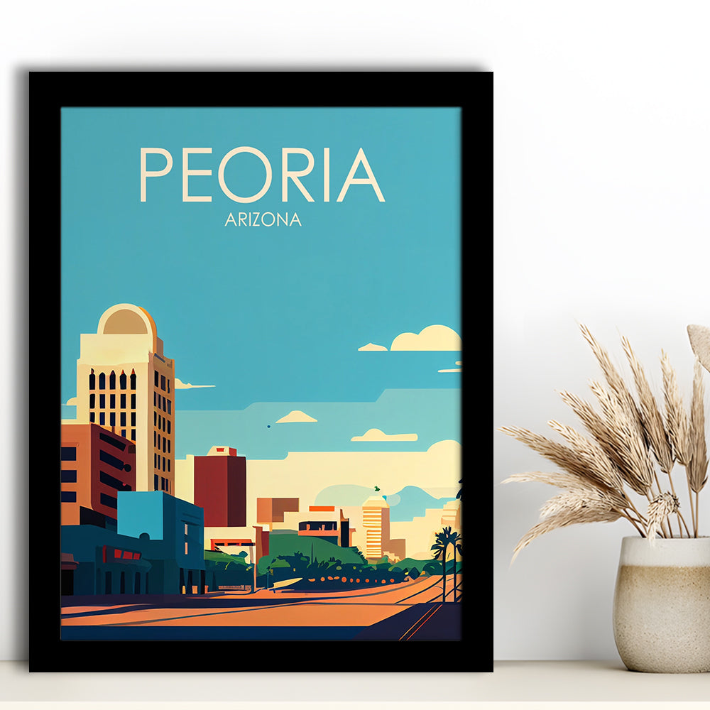Peoria Arizona Retro Art Print, Peoria City Wall Art, Framed Art Print, Picture Framed, Painting Art