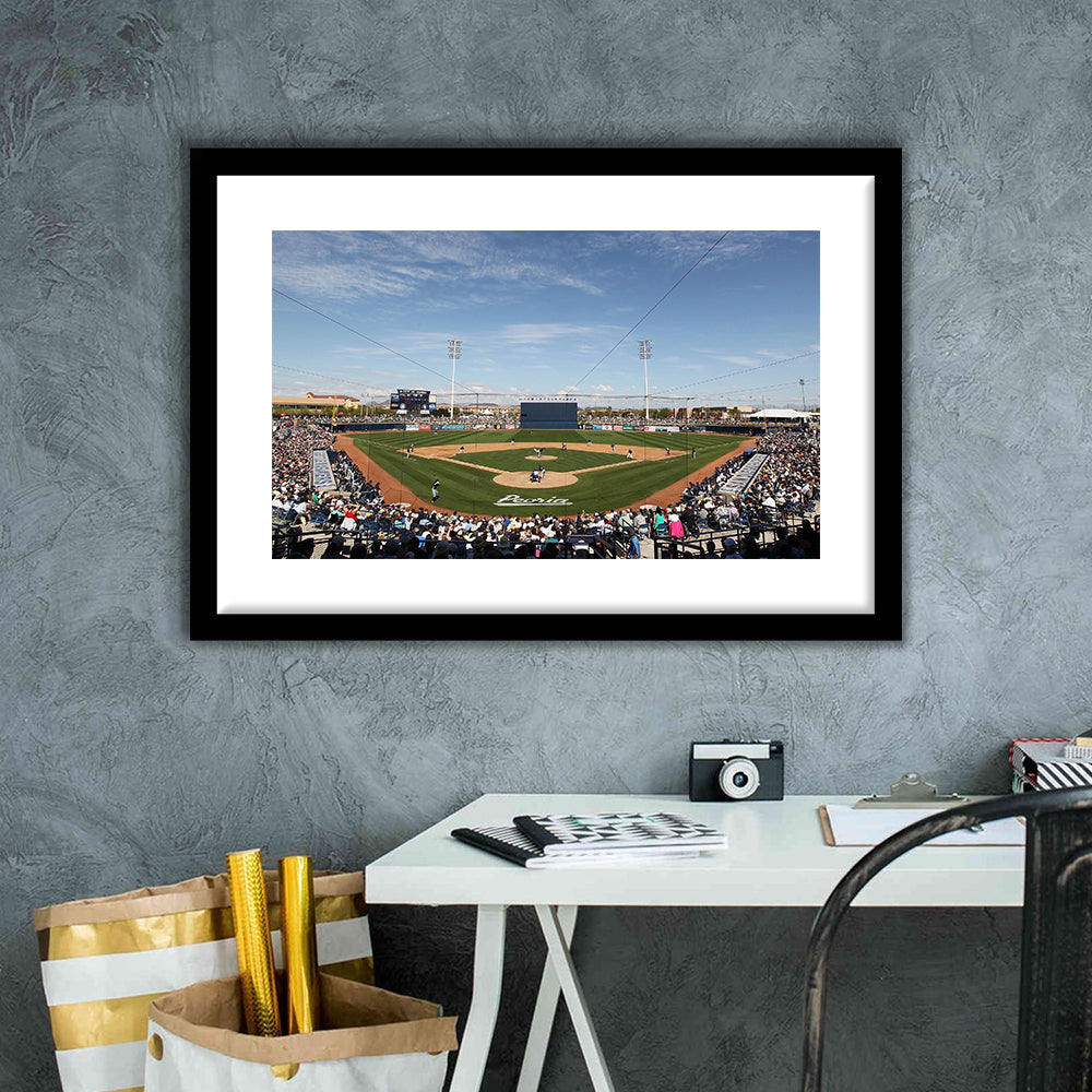 Peoria Sports Complex, Stadium Canvas, Sport Art, Fan Gifts, White Border Framed Art Print Wall Decor