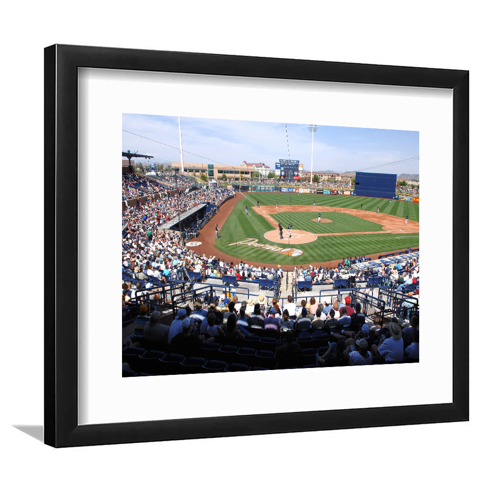 Peoria Sports Complex, Stadium Canvas, Sport Art, Gift for him, White Border Framed Art Print Wall Decor