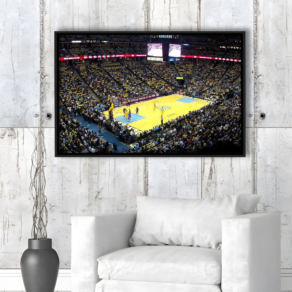 Pepsi Center Nuggets, Stadium Canvas, Sport Art, Framed Canvas Print Wall Art, Floating Frame
