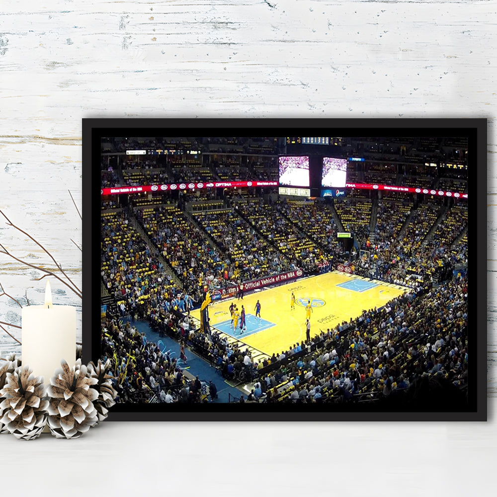 Pepsi Center Nuggets, Stadium Canvas, Sport Art, Framed Canvas Print Wall Art, Floating Frame