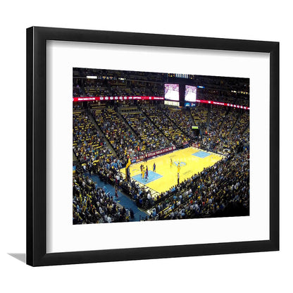 Pepsi Center Nuggets, Stadium Canvas, Sport Art, Gift for him, White Border Framed Art Print Wall Decor