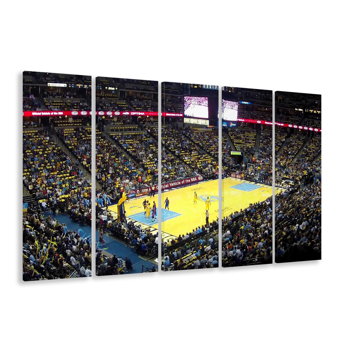 Pepsi Center Nuggets, Stadium Canvas, Sport Art, 5 Panel B, Extra Large Canvas, Canvas Print Wall Art