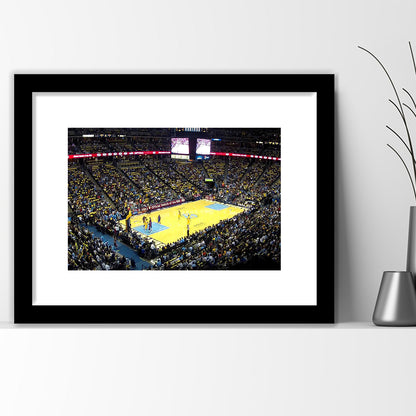 Pepsi Center Nuggets, Stadium Canvas, Sport Art, Gift for him, White Border Framed Art Print Wall Decor