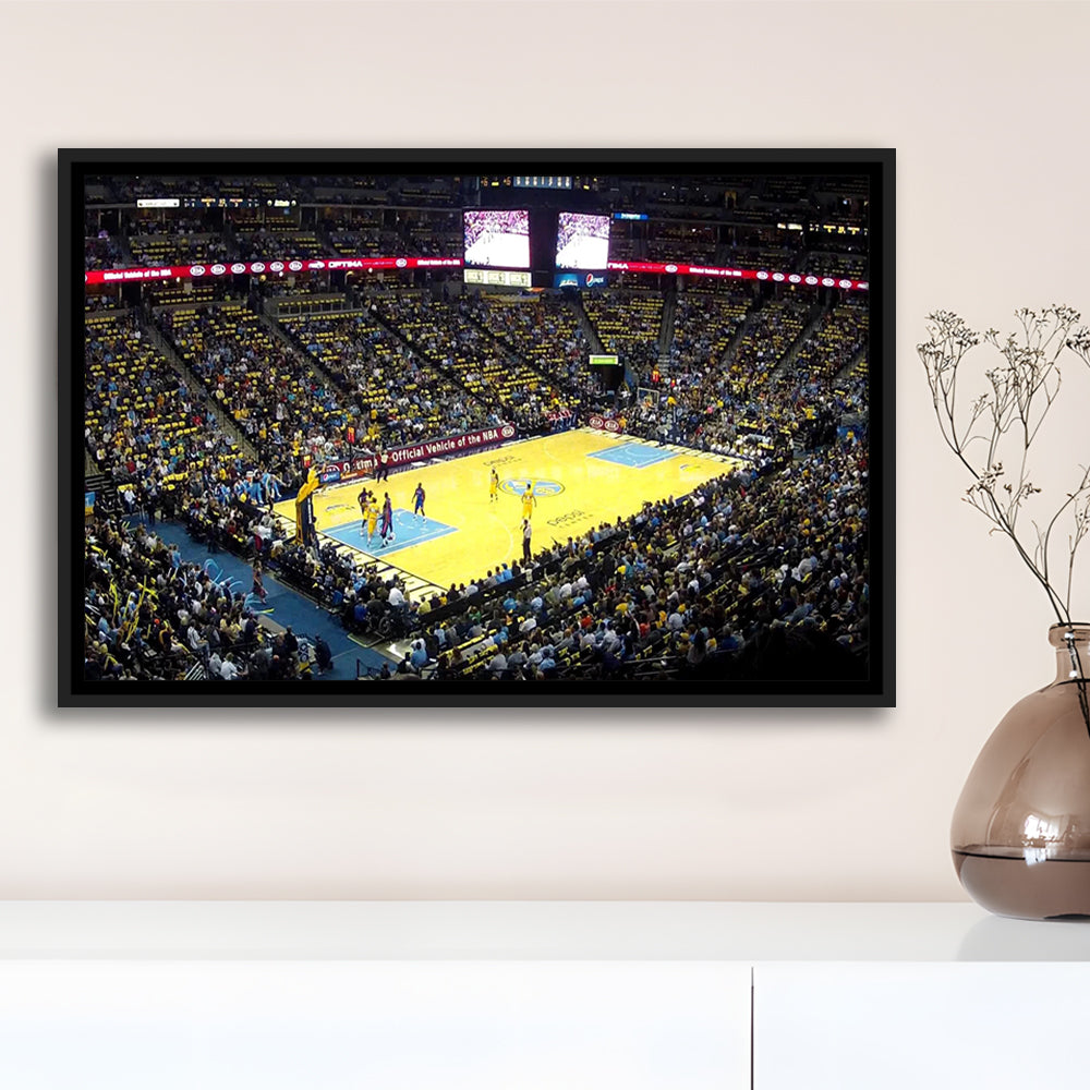 Pepsi Center Nuggets, Stadium Canvas, Sport Art, Framed Canvas Print Wall Art, Floating Frame