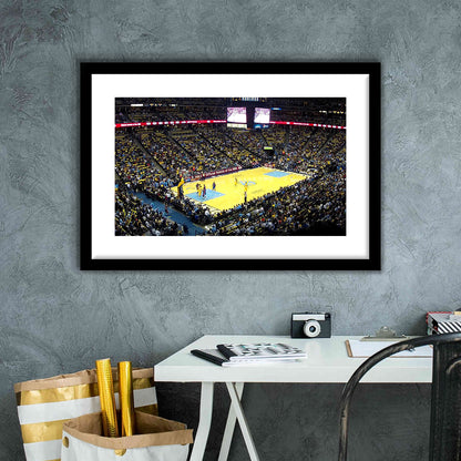 Pepsi Center Nuggets, Stadium Canvas, Sport Art, Gift for him, White Border Framed Art Print Wall Decor