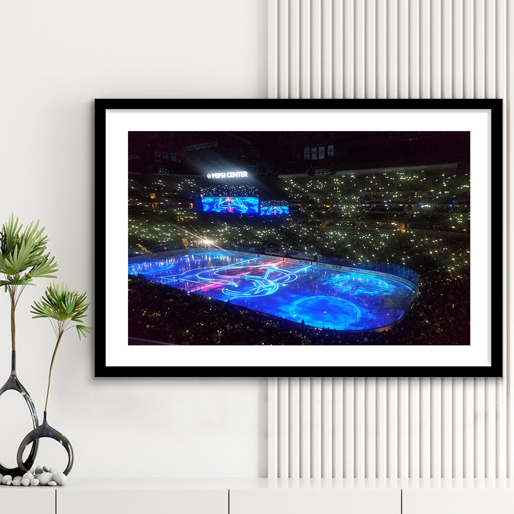 Pepsi Center, Stadium Canvas, Sport Art, Gift for him, White Border Framed Art Print Wall Decor
