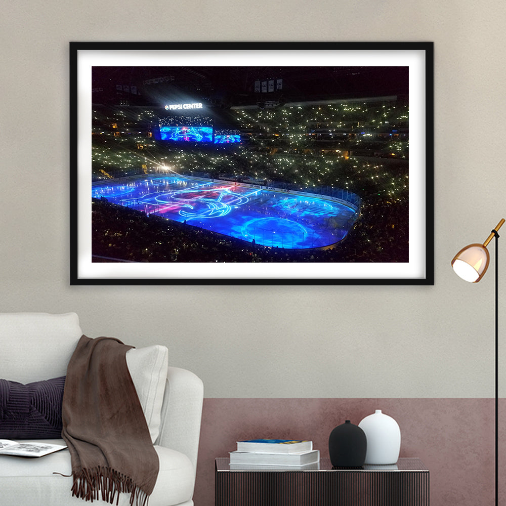 Pepsi Center, Stadium Canvas, Sport Art, Gift for him, White Border Framed Art Print Wall Decor