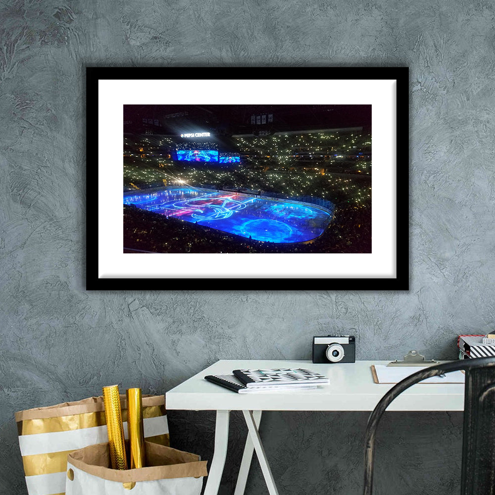 Pepsi Center, Stadium Canvas, Sport Art, Gift for him, White Border Framed Art Print Wall Decor