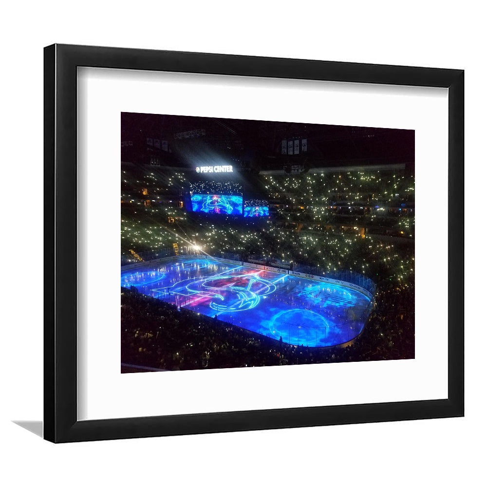 Pepsi Center, Stadium Canvas, Sport Art, Gift for him, White Border Framed Art Print Wall Decor