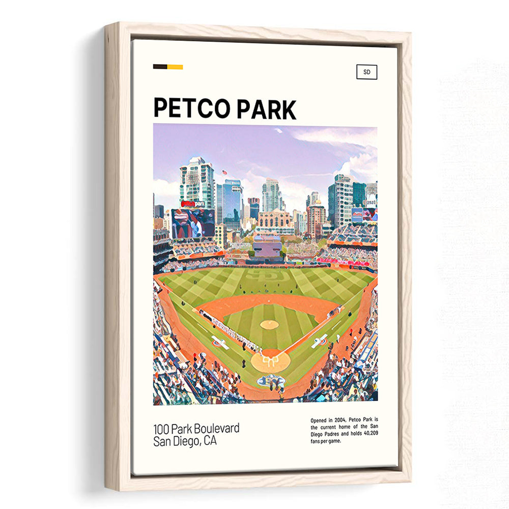 Petco Park Print, San Diego Padres Stadium Canvas Art, Man Cave Gift, Floating Framed Canvas Print Wall Art