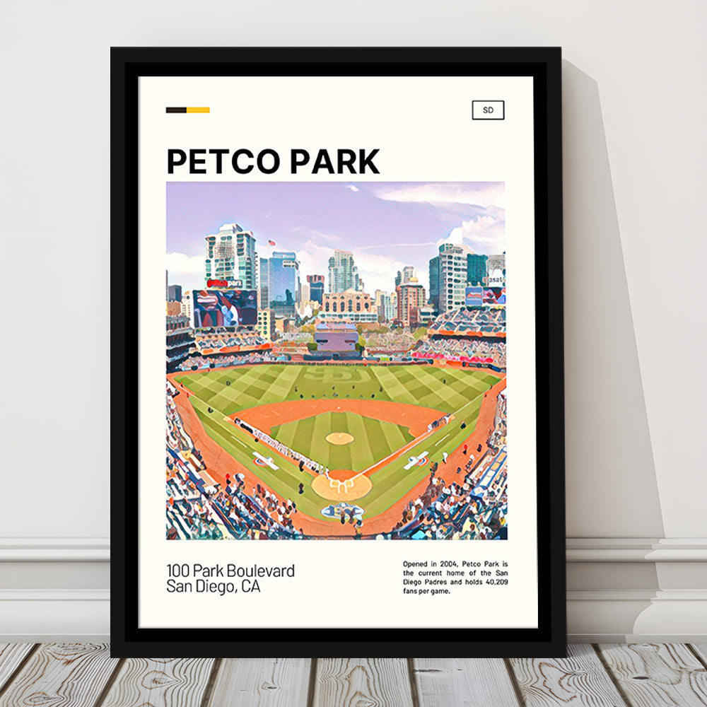 Petco Park Print, San Diego Padres Stadium Canvas Art, Man Cave Gift, Floating Framed Canvas Print Wall Art