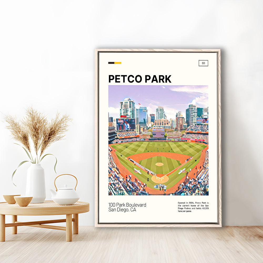 Petco Park Print, San Diego Padres Stadium Canvas Art, Man Cave Gift, Floating Framed Canvas Print Wall Art