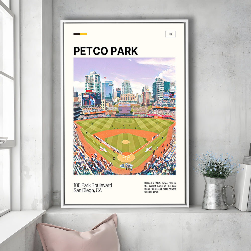 Petco Park Print, San Diego Padres Stadium Canvas Art, Man Cave Gift, Floating Framed Canvas Print Wall Art