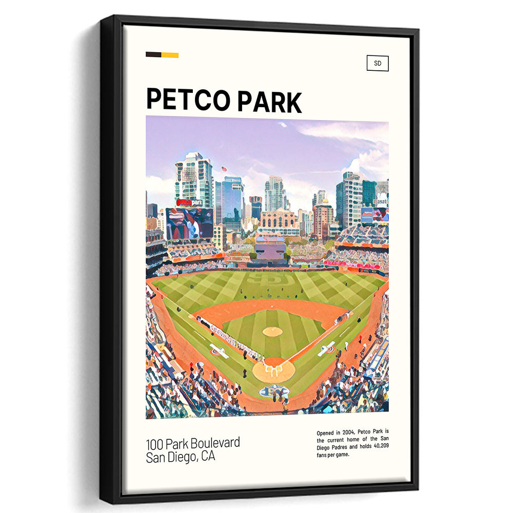 Petco Park Print, San Diego Padres Stadium Canvas Art, Man Cave Gift, Floating Framed Canvas Print Wall Art