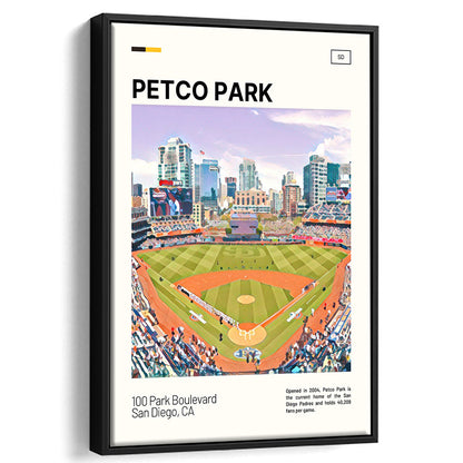 Petco Park Print, San Diego Padres Stadium Canvas Art, Man Cave Gift, Floating Framed Canvas Print Wall Art