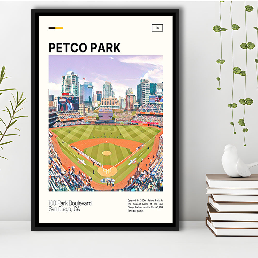 Petco Park Print, San Diego Padres Stadium Canvas Art, Man Cave Gift, Floating Framed Canvas Print Wall Art