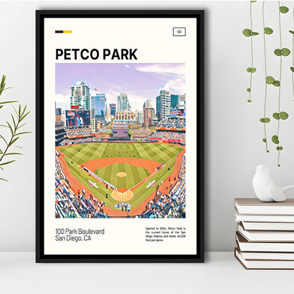 Petco Park Print, San Diego Padres Stadium Canvas Art, Man Cave Gift, Floating Framed Canvas Print Wall Art