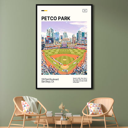 Petco Park Print, San Diego Padres Stadium Canvas Art, Man Cave Gift, Floating Framed Canvas Print Wall Art