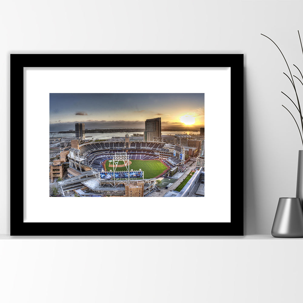 Petco Park San Diego California, Stadium Canvas, Sport Art, Gift for him, White Border Framed Art Print Wall Decor