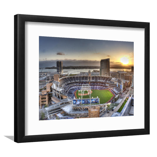 Petco Park San Diego California, Stadium Canvas, Sport Art, Gift for him, White Border Framed Art Print Wall Decor