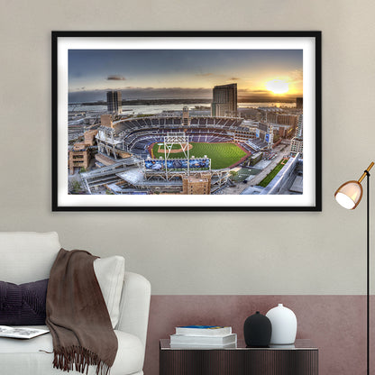 Petco Park San Diego California, Stadium Canvas, Sport Art, Gift for him, White Border Framed Art Print Wall Decor