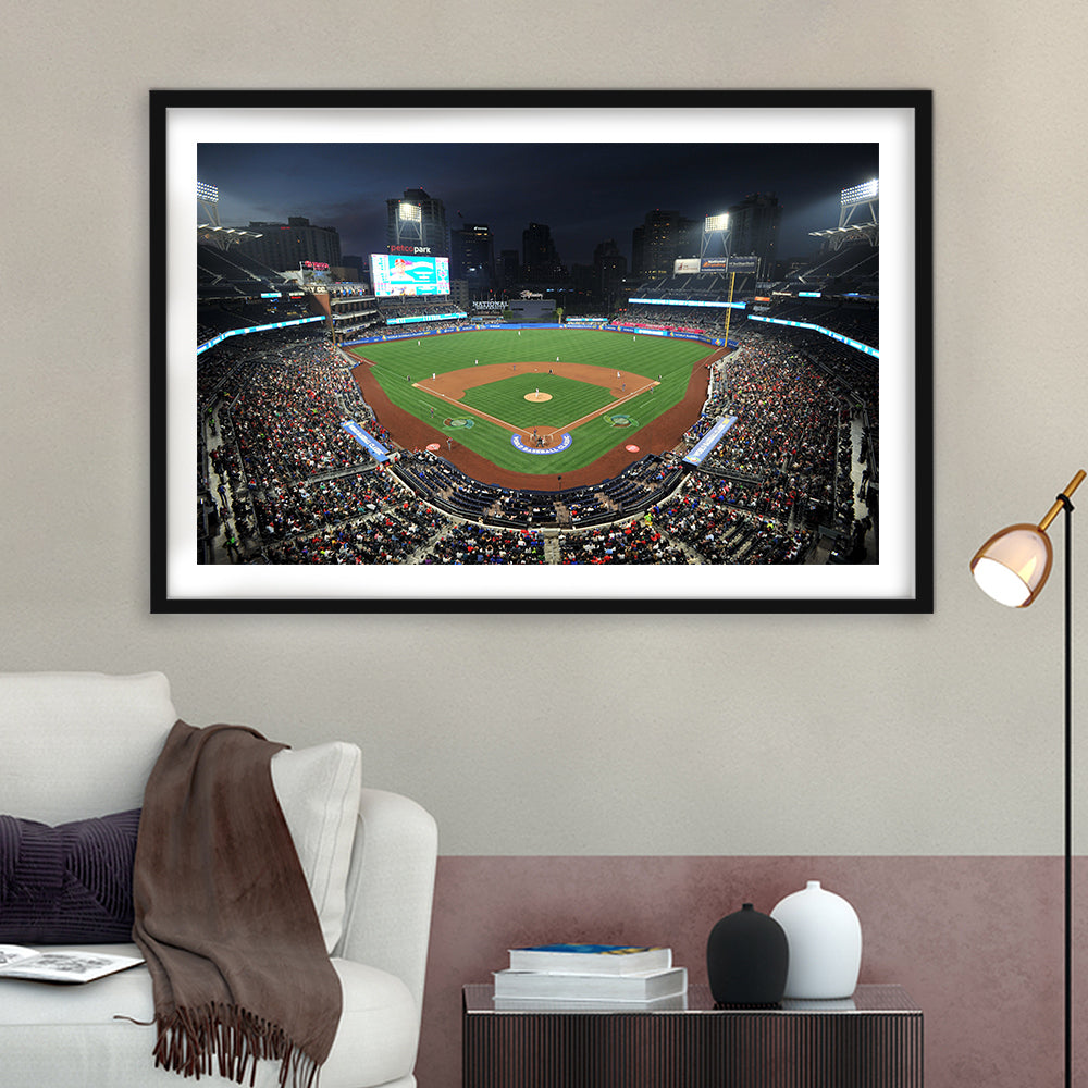 Petco Park, Stadium Canvas, Sport Art, Gift for him, White Border Framed Art Print Wall Decor
