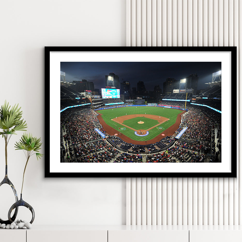Petco Park, Stadium Canvas, Sport Art, Gift for him, White Border Framed Art Print Wall Decor