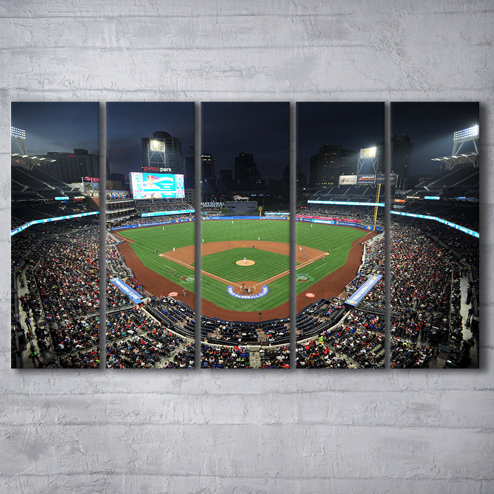 Petco Park, Stadium Canvas, Sport Art, 5 Panel B, Extra Large Canvas, Canvas Print Wall Art