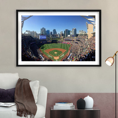 Petco Park in San Diego, Stadium Canvas, Sport Art, Gift for him, White Border Framed Art Print Wall Decor