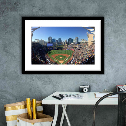 Petco Park in San Diego, Stadium Canvas, Sport Art, Gift for him, White Border Framed Art Print Wall Decor