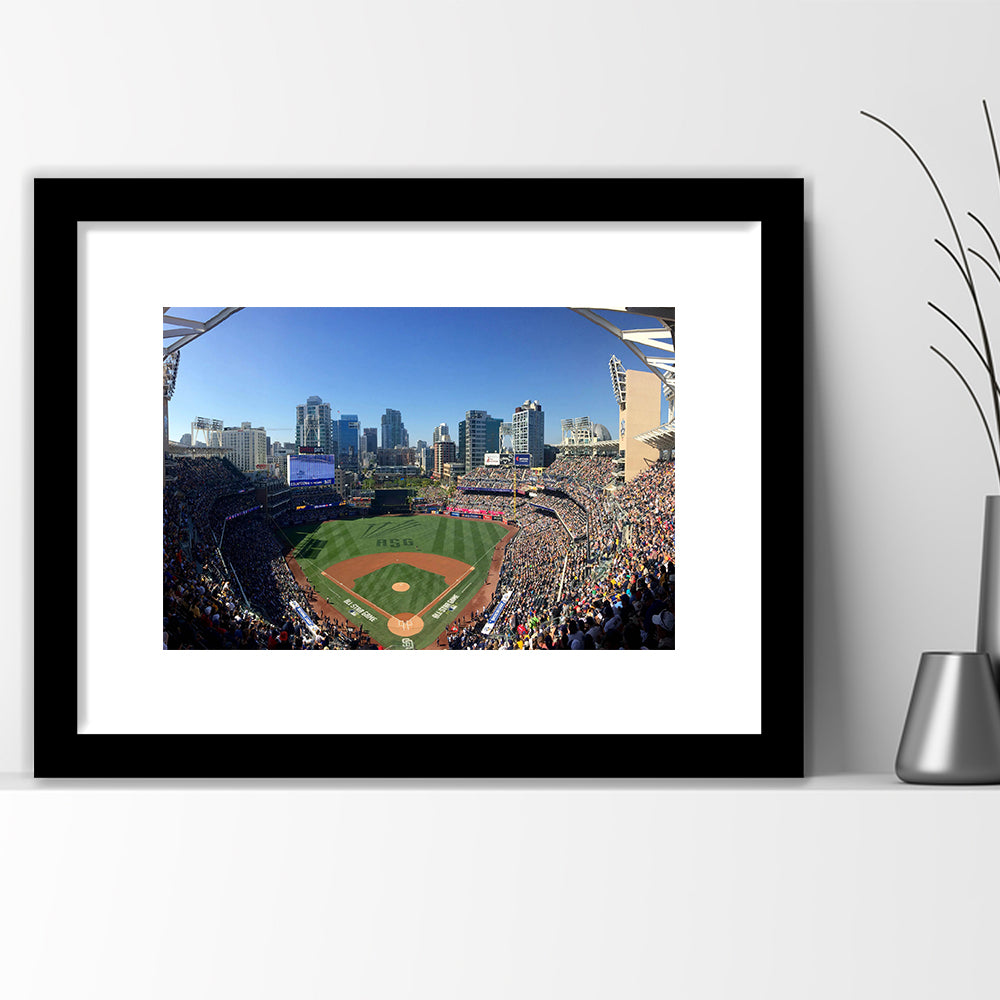 Petco Park in San Diego, Stadium Canvas, Sport Art, Gift for him, White Border Framed Art Print Wall Decor
