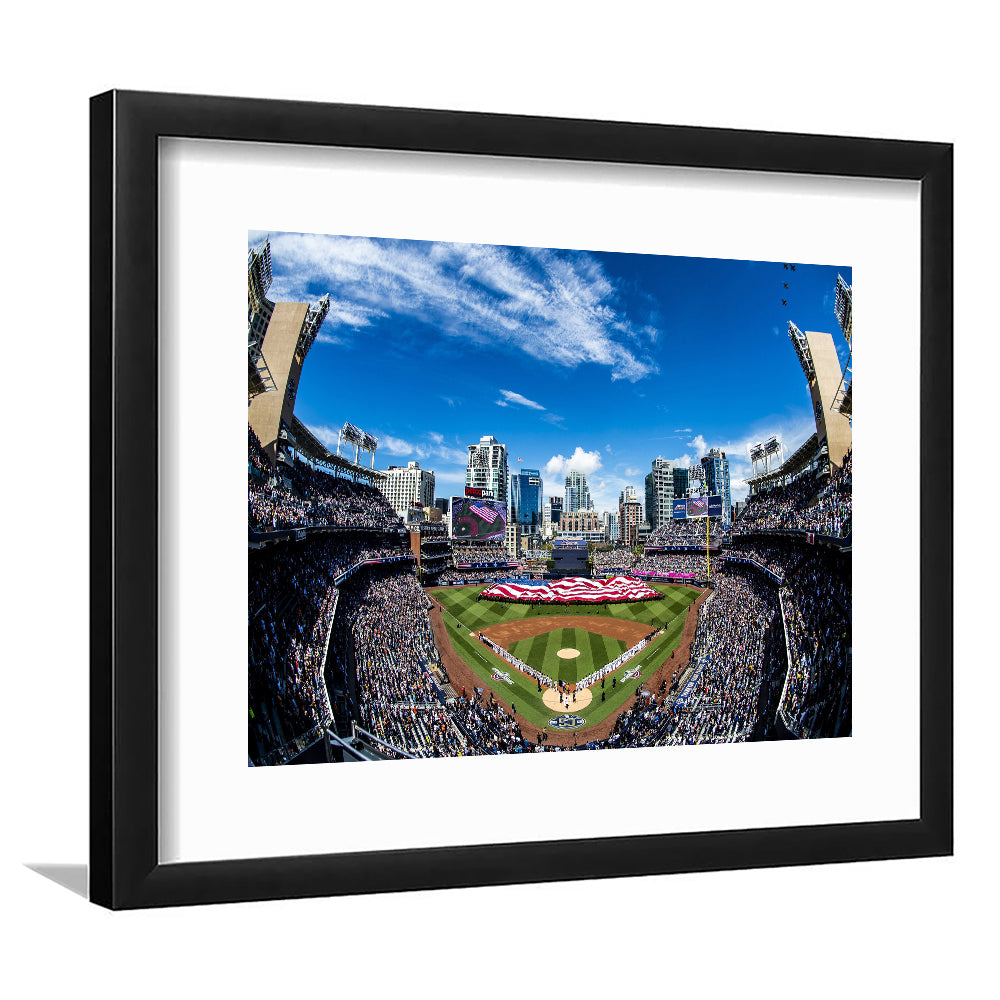 Petco park San Diego Stadium, Stadium Canvas, Sport Art, Gift for him, White Border Framed Art Print Wall Decor