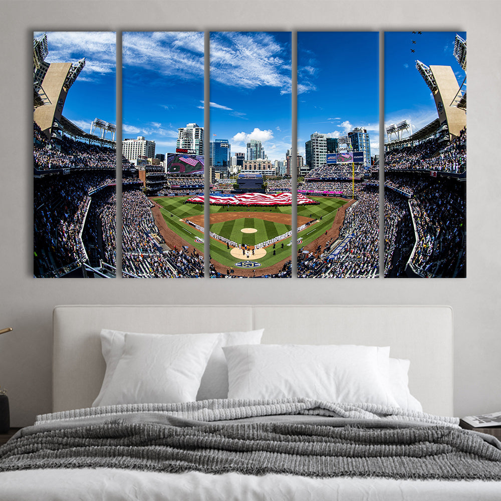 Petco park San Diego Stadium, Stadium Canvas, Sport Art, 5 Panel B, Extra Large Canvas, Canvas Print Wall Art