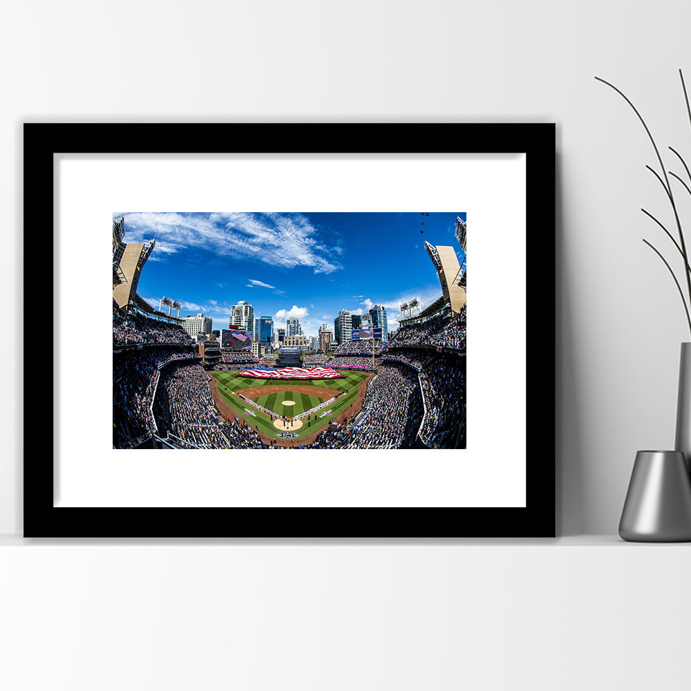 Petco park San Diego Stadium, Stadium Canvas, Sport Art, Gift for him, White Border Framed Art Print Wall Decor