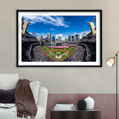 Petco park San Diego Stadium, Stadium Canvas, Sport Art, Gift for him, White Border Framed Art Print Wall Decor