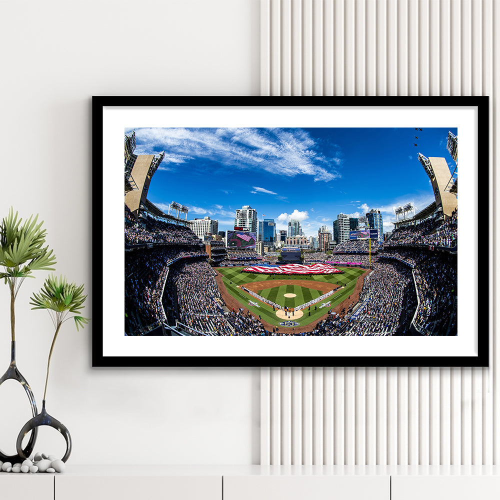Petco park San Diego Stadium, Stadium Canvas, Sport Art, Gift for him, White Border Framed Art Print Wall Decor