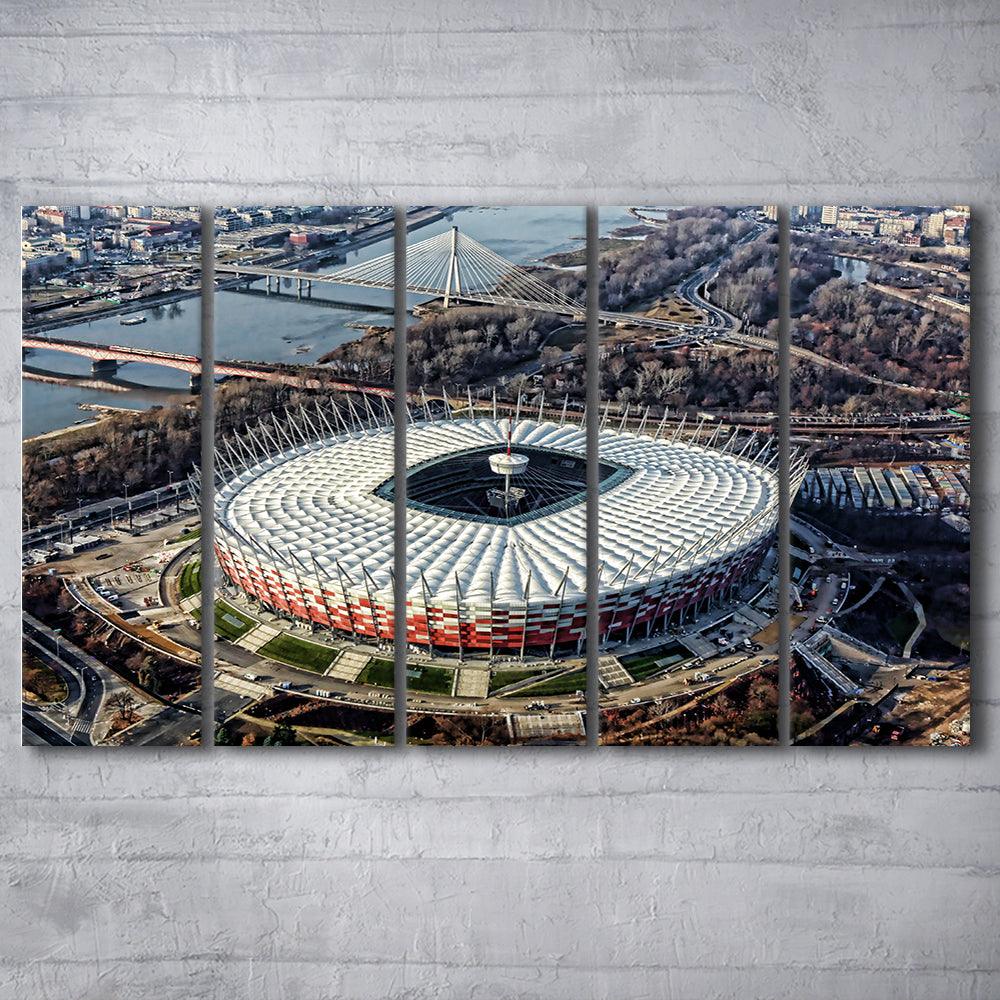 Pge Narodowy Stadium, Stadium Canvas, Sport Art, Fan Gifts, 5 Panel B, Extra Large Canvas, Canvas Print Wall Art