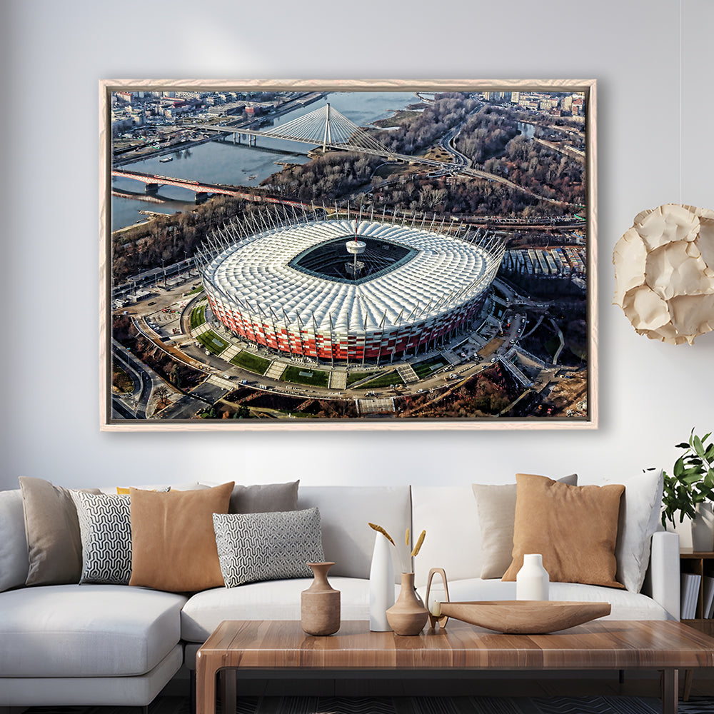 Pge Narodowy Stadium, Stadium Canvas, Sport Art, Fan Gifts, Framed Canvas Print Wall Art, Floating Frame