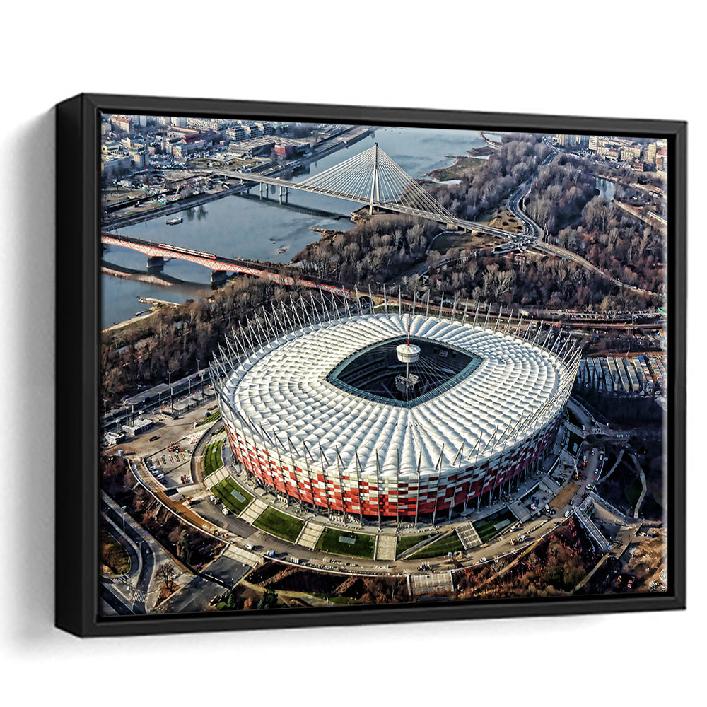 Pge Narodowy Stadium, Stadium Canvas, Sport Art, Fan Gifts, Framed Canvas Print Wall Art, Floating Frame