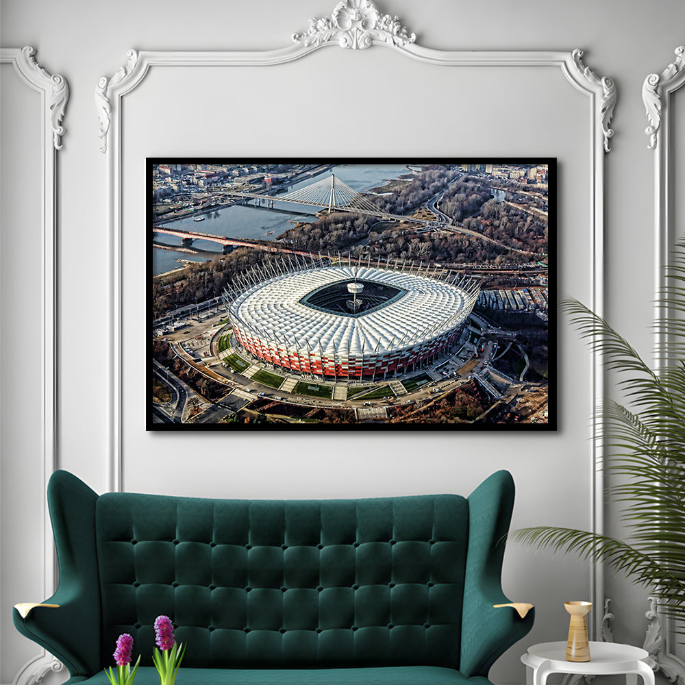 Pge Narodowy Stadium, Stadium Canvas, Sport Art, Fan Gifts, Framed Art Print Wall Decor, Picture Framed