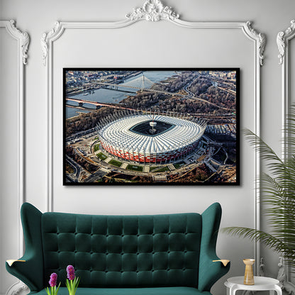 Pge Narodowy Stadium, Stadium Canvas, Sport Art, Fan Gifts, Framed Art Print Wall Decor, Picture Framed