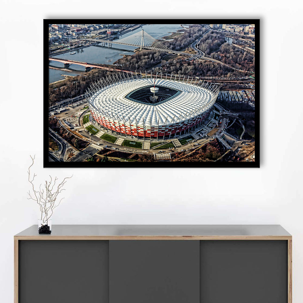 Pge Narodowy Stadium, Stadium Canvas, Sport Art, Fan Gifts, Framed Art Print Wall Decor, Picture Framed