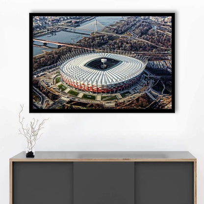 Pge Narodowy Stadium, Stadium Canvas, Sport Art, Fan Gifts, Framed Art Print Wall Decor, Picture Framed