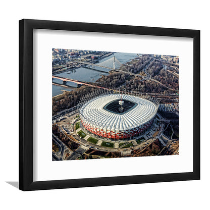 Pge Narodowy Stadium, Stadium Canvas, Sport Art, Fan Gifts, White Border Framed Art Print Wall Decor