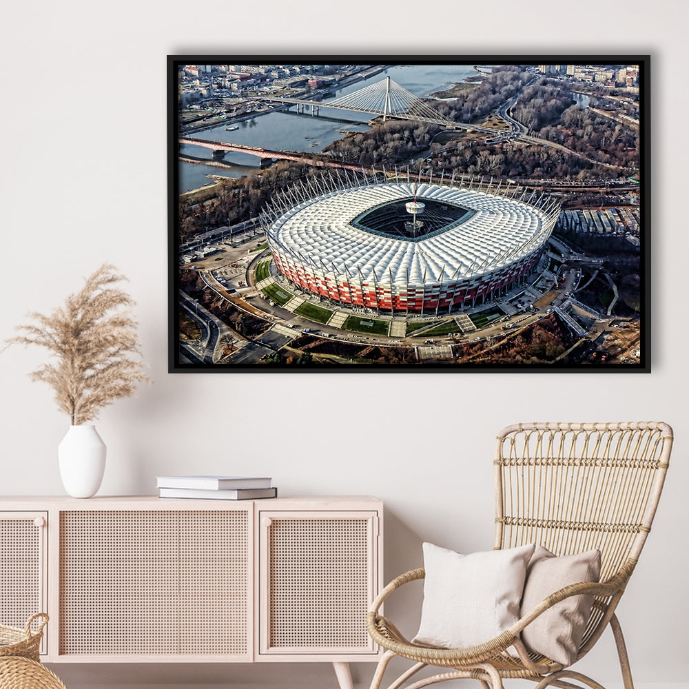 Pge Narodowy Stadium, Stadium Canvas, Sport Art, Fan Gifts, Framed Canvas Print Wall Art, Floating Frame